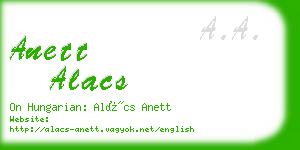 anett alacs business card